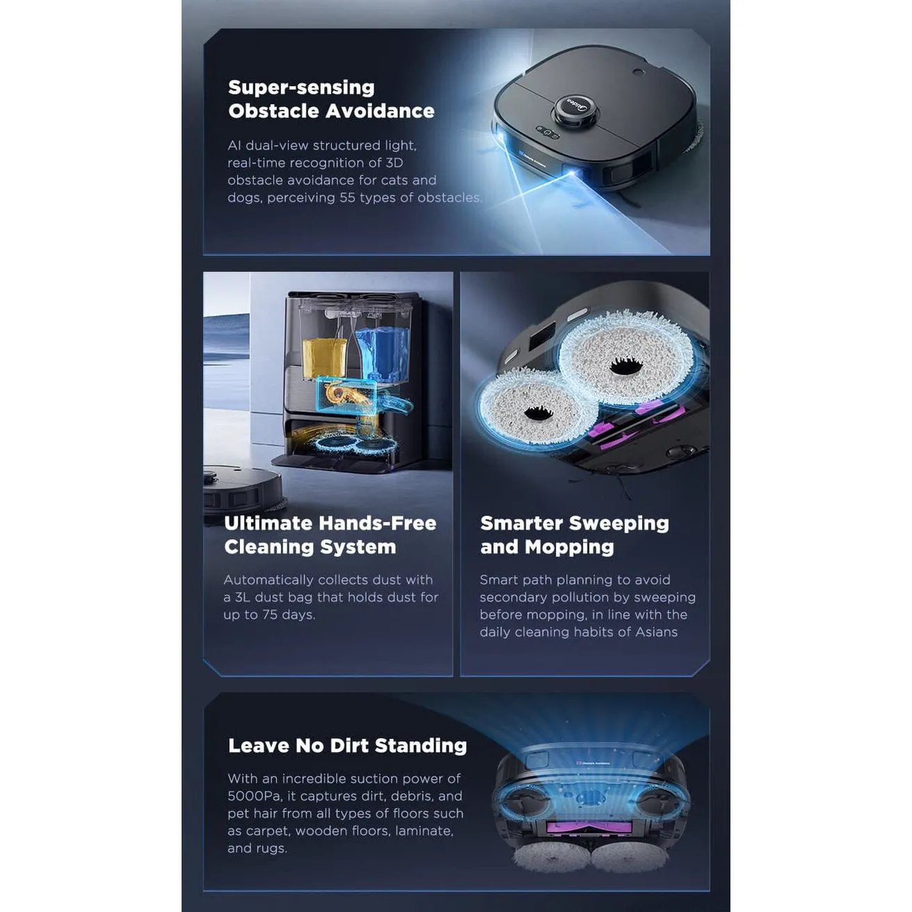 Midea V12 Auto Collector Robot Vacuum Cleaner - Black | V12BLACK