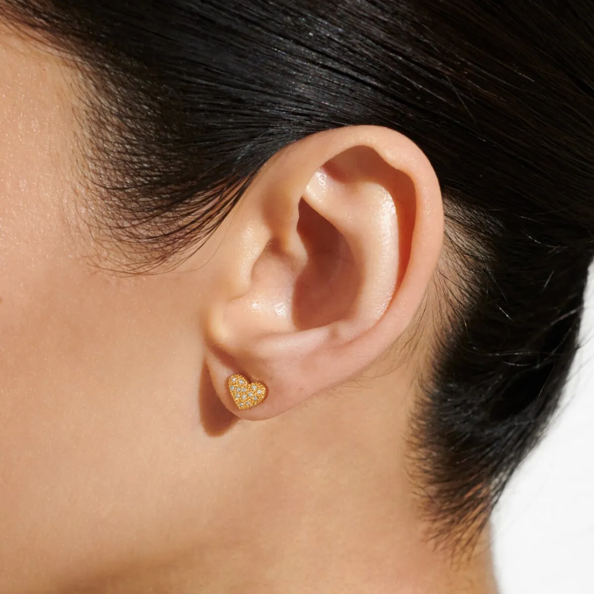Mini Charms Pav Heart Earrings | Gold Plated