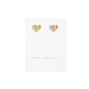Mini Charms Pav Heart Earrings | Gold Plated