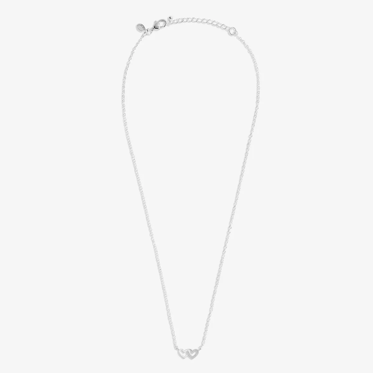 Mini Charms Pav Linked Hearts Necklace | Silver Plated