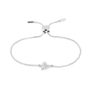 Mini Charms Pav Offset Heart Bracelet | Silver Plated