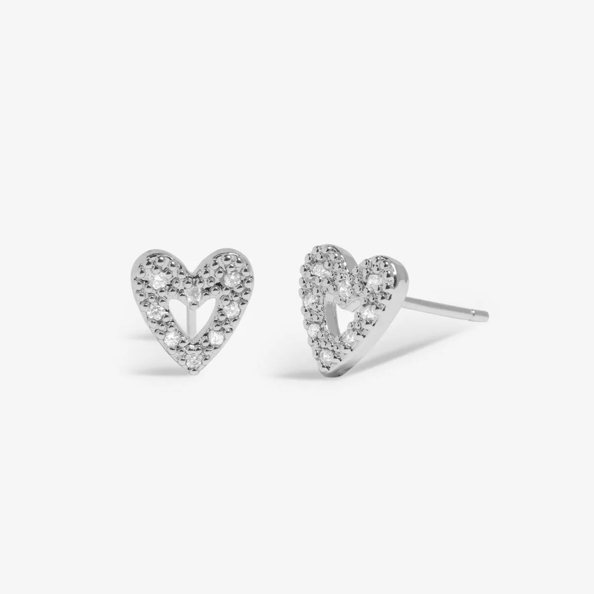 Mini Charms Pav Offset Heart Earrings | Silver Plated