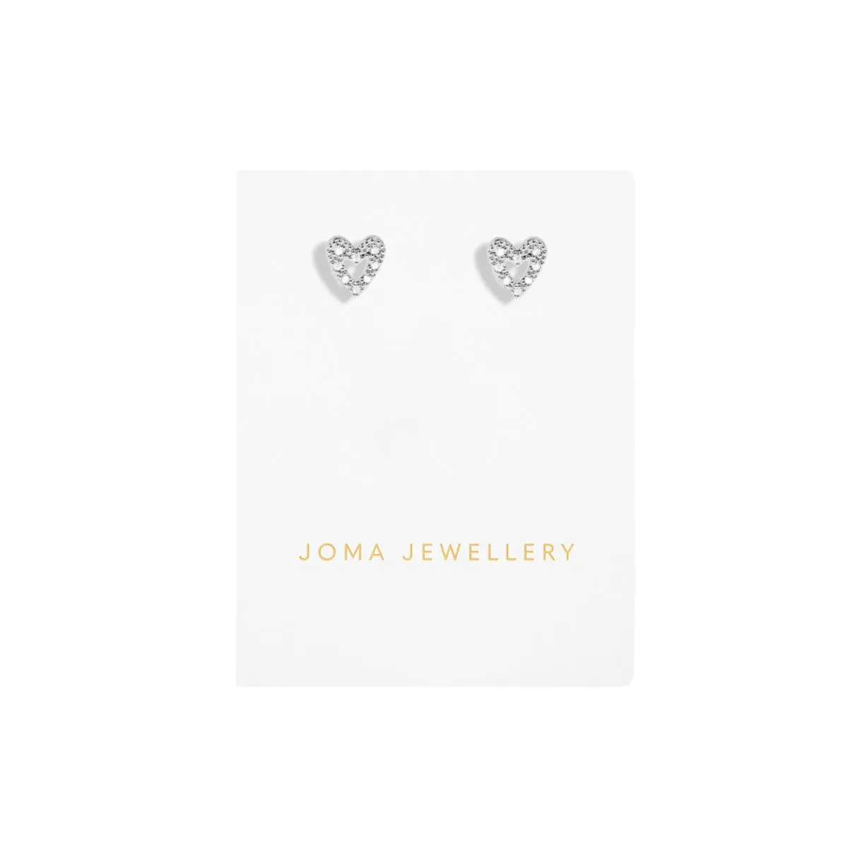 Mini Charms Pav Offset Heart Earrings | Silver Plated