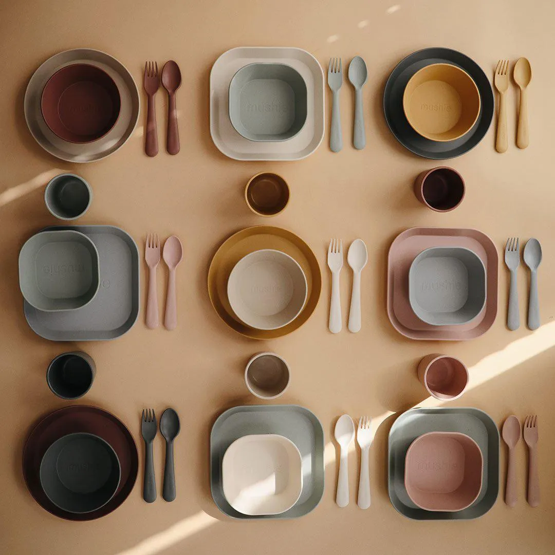 Mushie Square Dinnerware Plates - Sage - 2 Pack