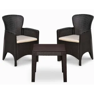 Nilkamal Breeze Outdoor 3pc Set Weathered Brown
