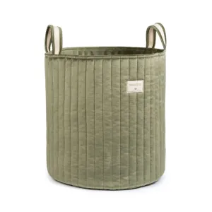 Nobodinoz Large Storage Basket Eco-Velvet - Olive Green