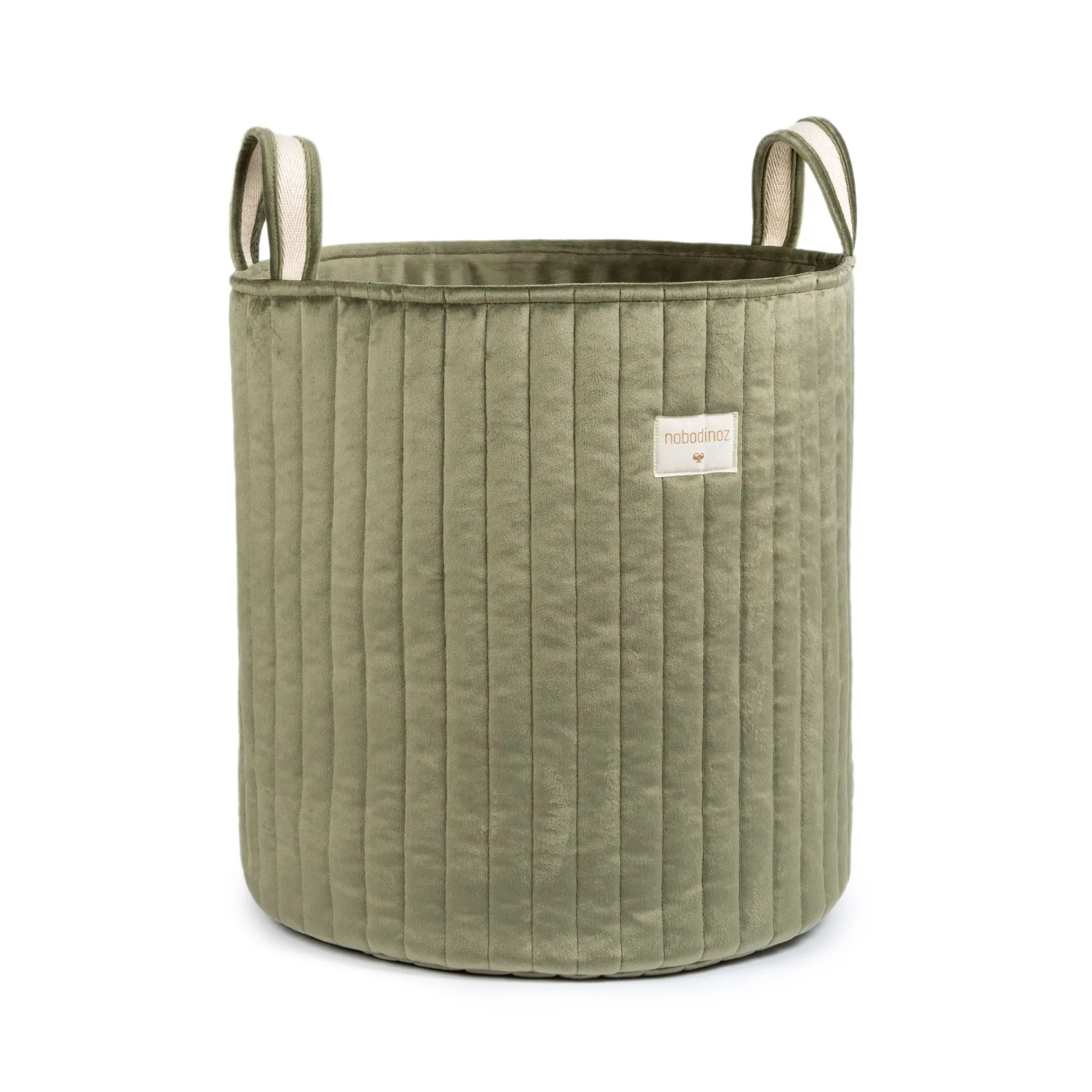 Nobodinoz Large Storage Basket Eco-Velvet - Olive Green