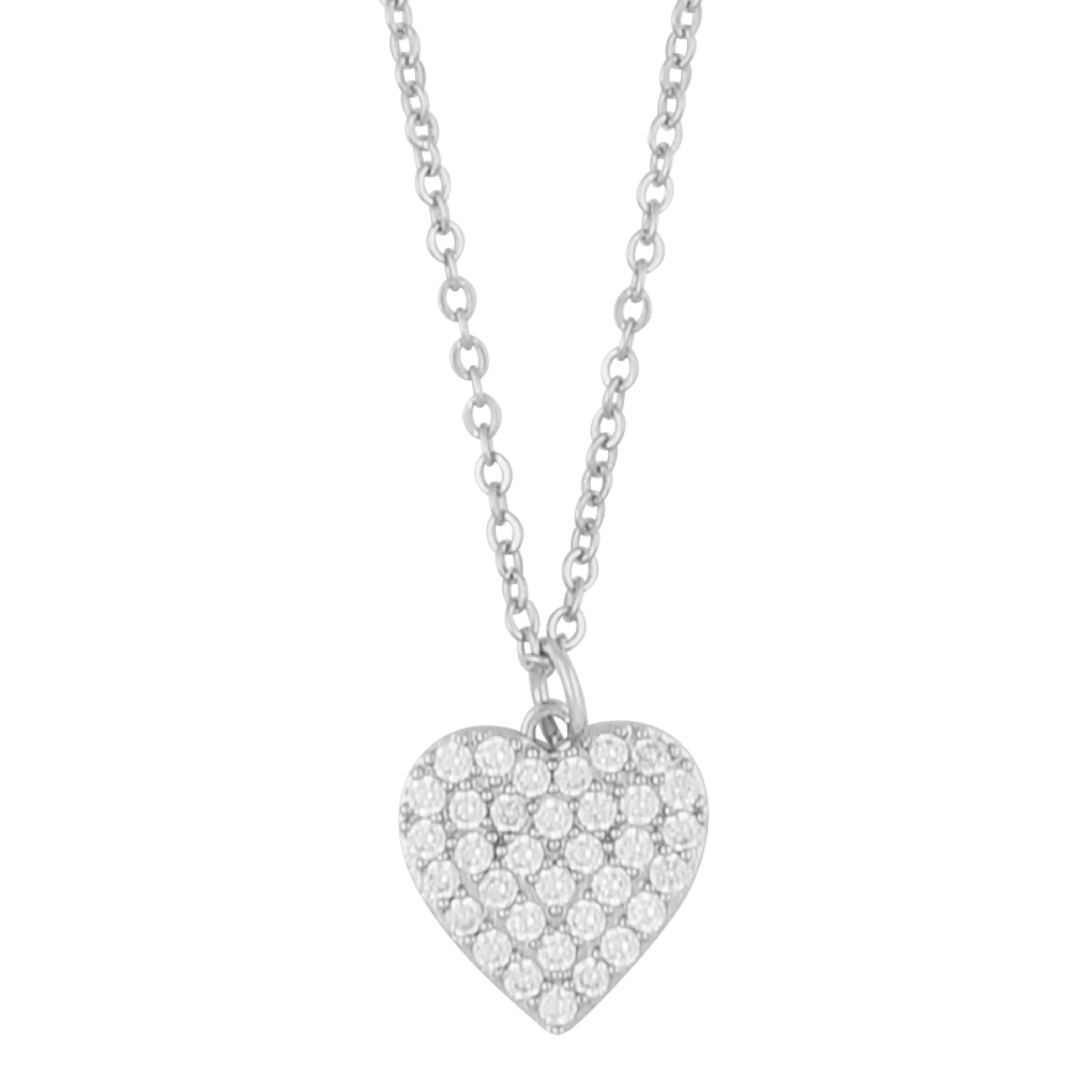 North Heart Pendant Necklace | Silver Plated with Cubic Zirconia