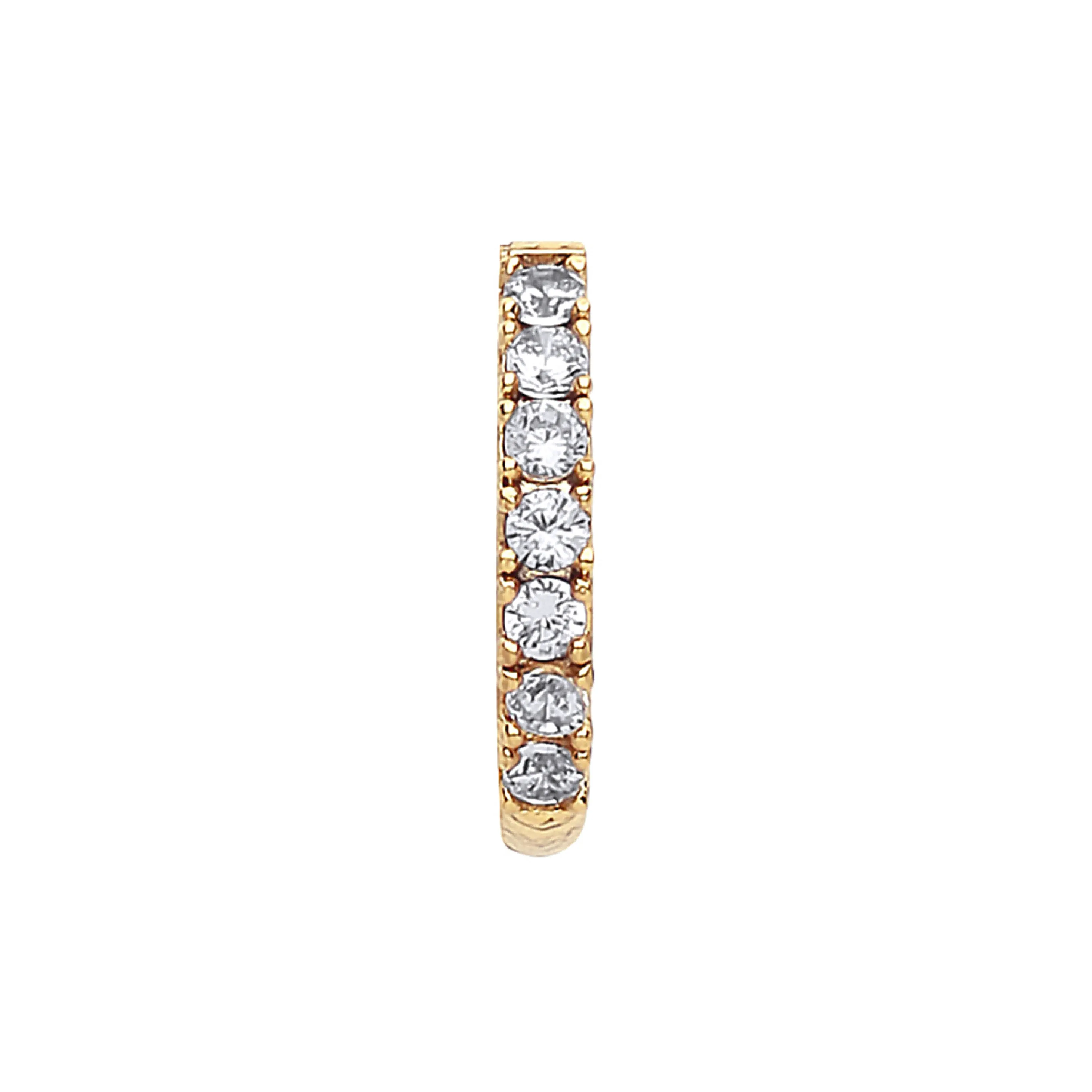 Pave Set Hoop Earrings with White CZ | Gold Plated