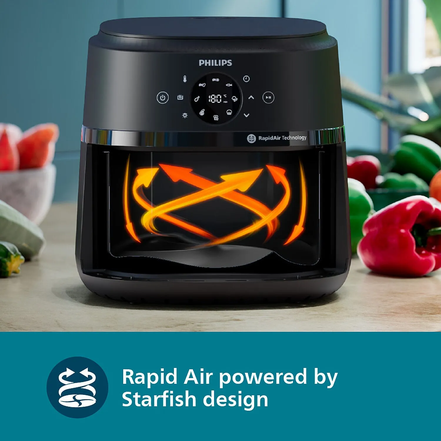 Philips 6.2 Liter Airfryer with Rapid Air Technology and Cooking window - NA231/00