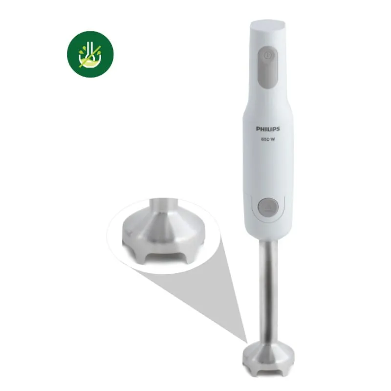 Philips 650W White Hand Blender with Detachable Steel Rod and Compact Chopper - HL1600/02