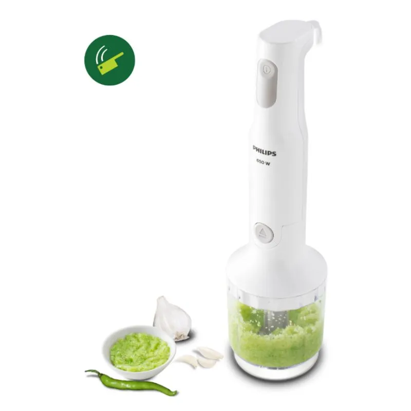 Philips 650W White Hand Blender with Detachable Steel Rod and Compact Chopper - HL1600/02