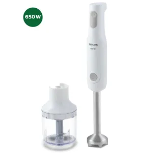 Philips 650W White Hand Blender with Detachable Steel Rod and Compact Chopper - HL1600/02