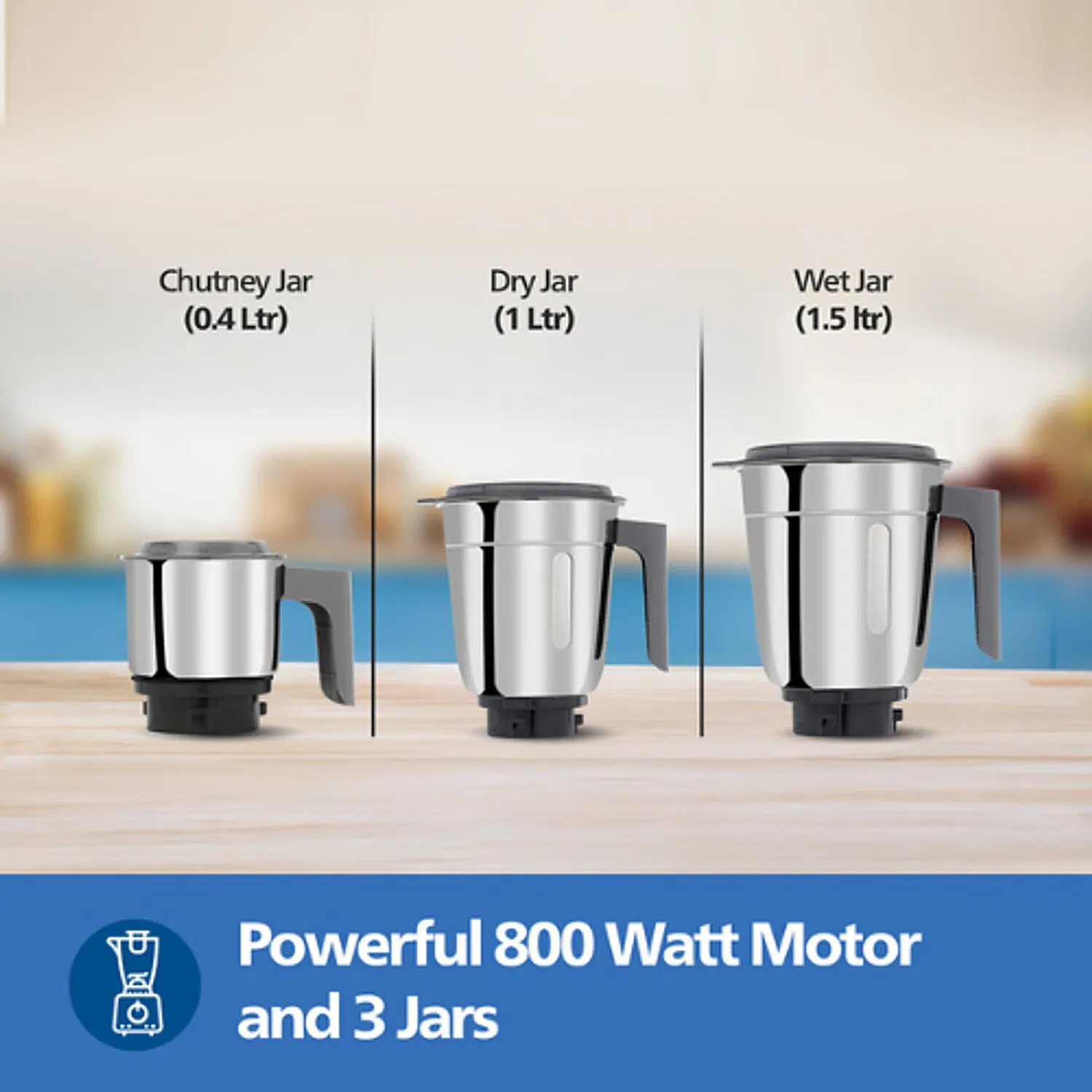 Philips 800 Watt Powerful motor mixer grinder with MicroGrind Technology in Grey colour - HL7770/00