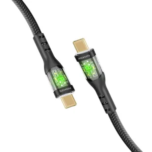 Promate TransLine-CC USB-C to USB-C Transparent Data & Charge Cable 1.2M Black