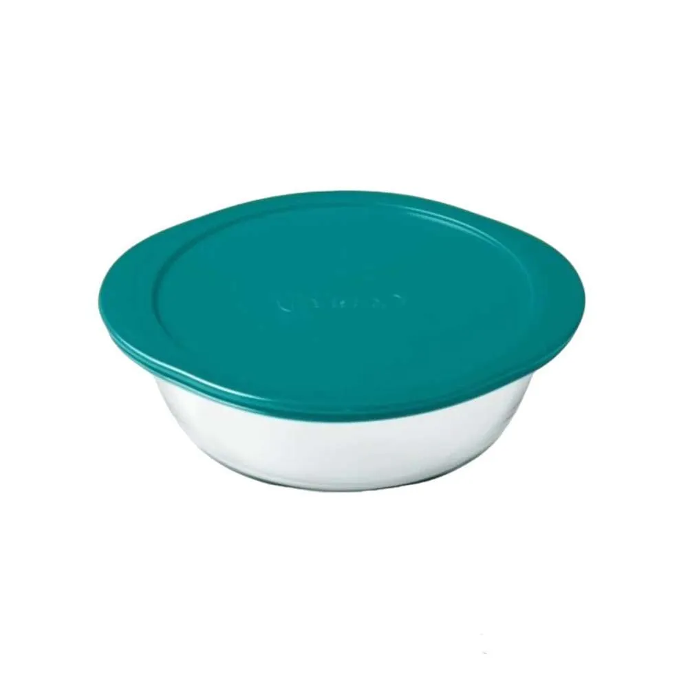Pyrex Glass Container Round 2.3l with Blue Lid