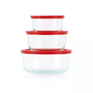 Pyrex Glass Container Round 6pc  470/950/165L