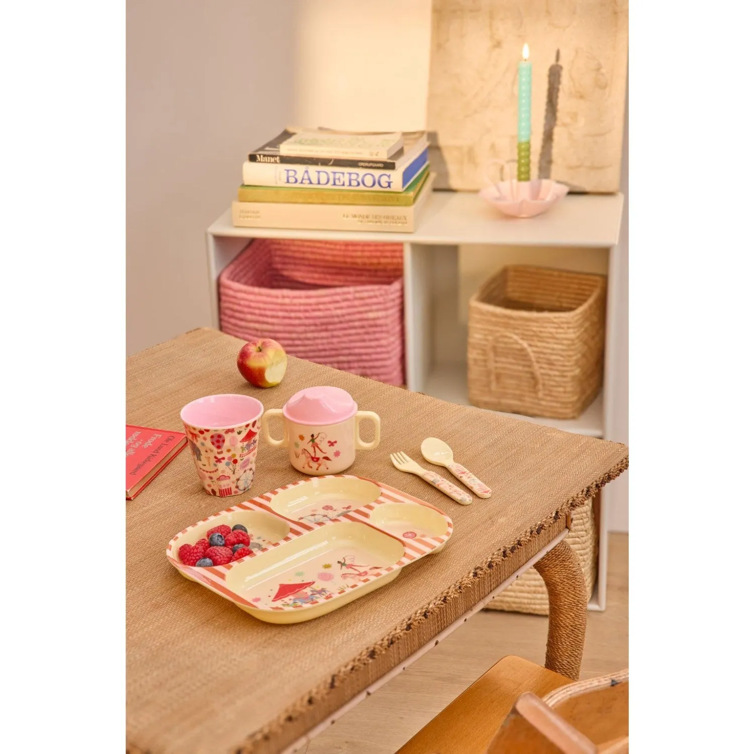 Rice Fun Fair Print Pink Melamine Kids 4 Room Plate