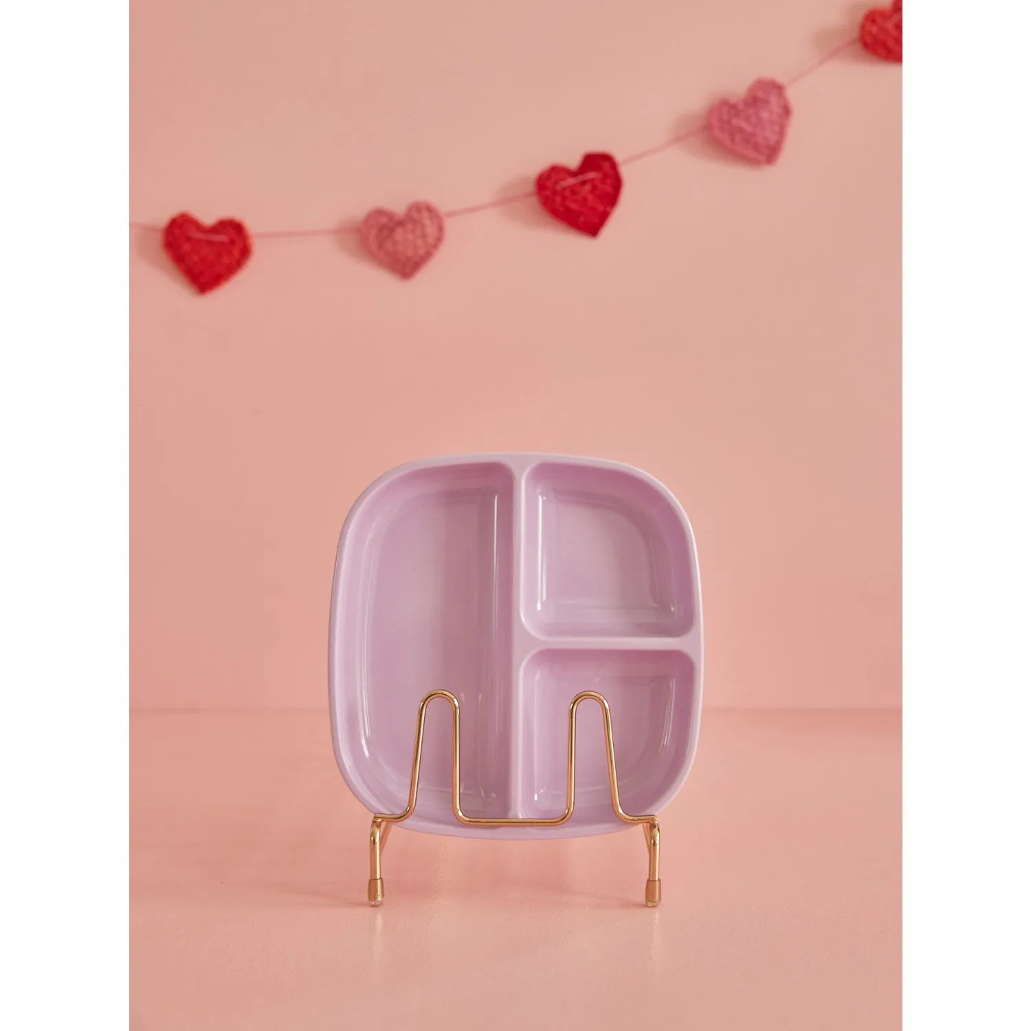 RICE Lavender Melamine Childrens Plate with 3 Rooms