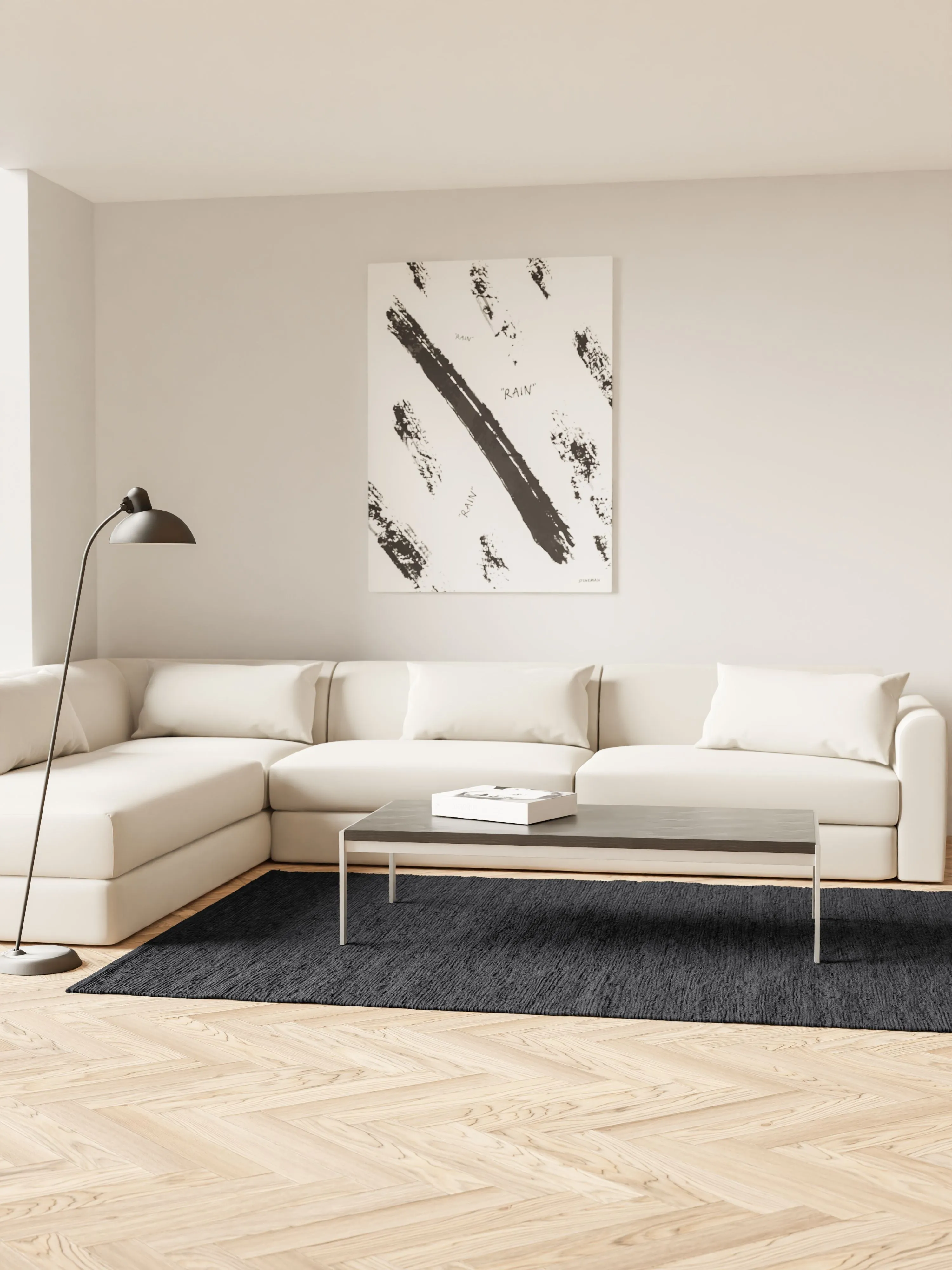 Rug Solid Cotton Rug 75 X 200 Cm, Charcoal