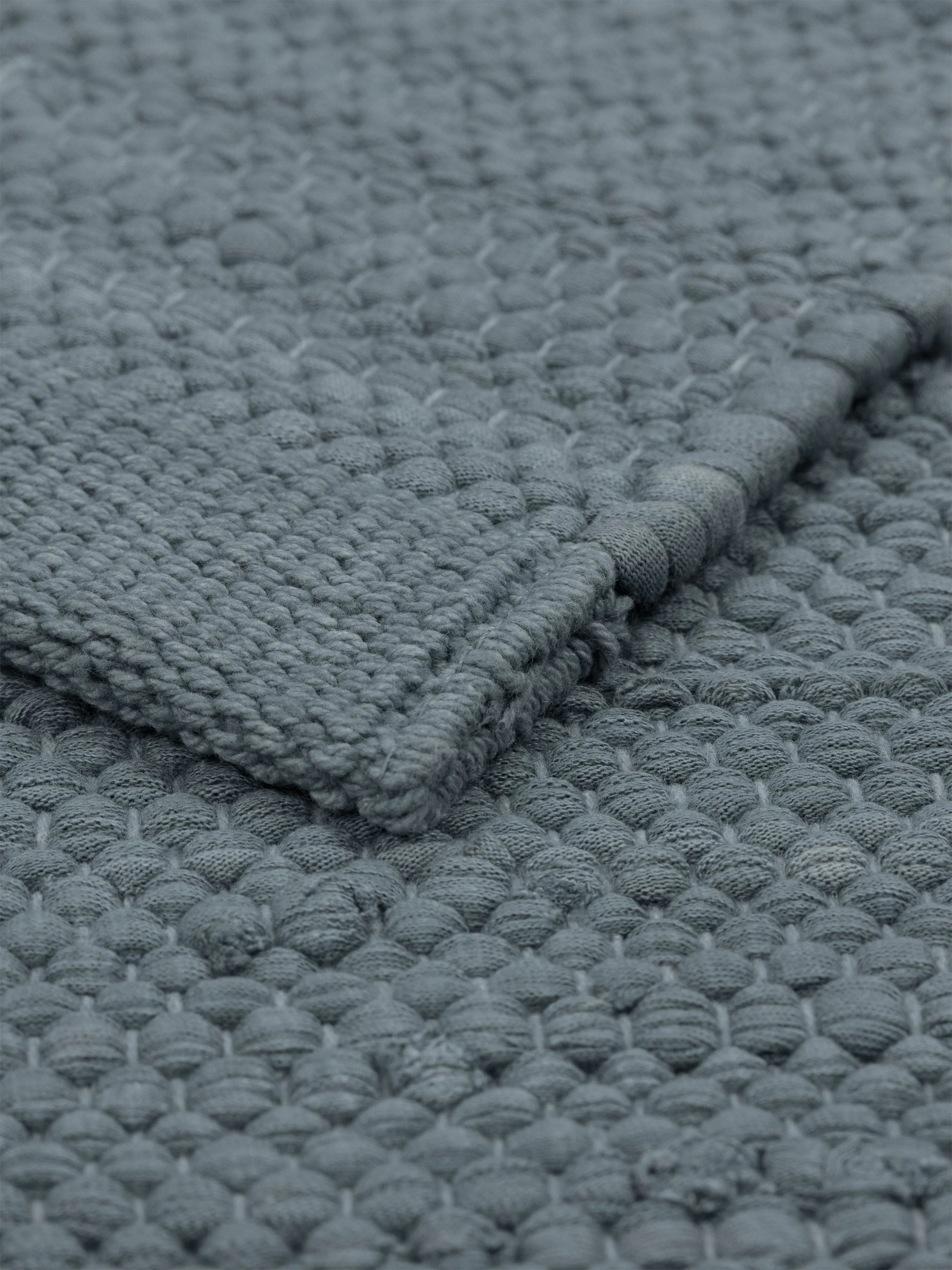 Rug Solid Cotton Rug 75 X 300 Cm, Steel Grey