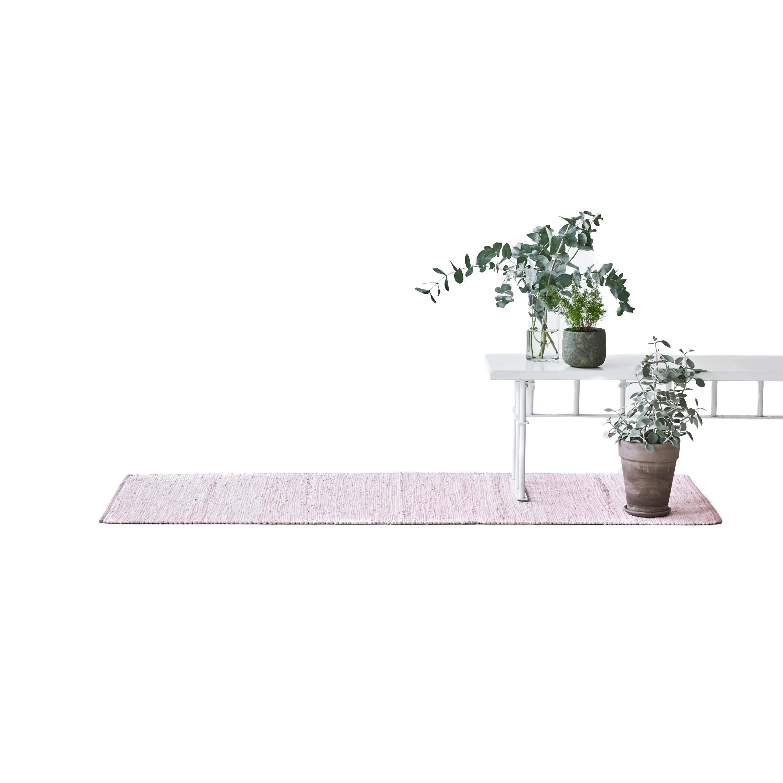 Rug Solid Cotton Rug Misty Rose, 75 X 300 Cm