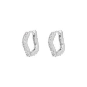 Sally Abstract Hoop Earrings | Silver Plated with Cubic Zirconia