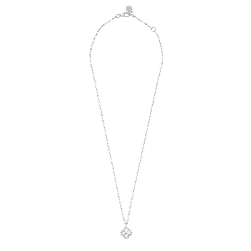 Sally Double Clover Necklace | Silver Plated with Cubic Zirconia
