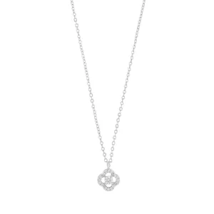 Sally Double Clover Necklace | Silver Plated with Cubic Zirconia