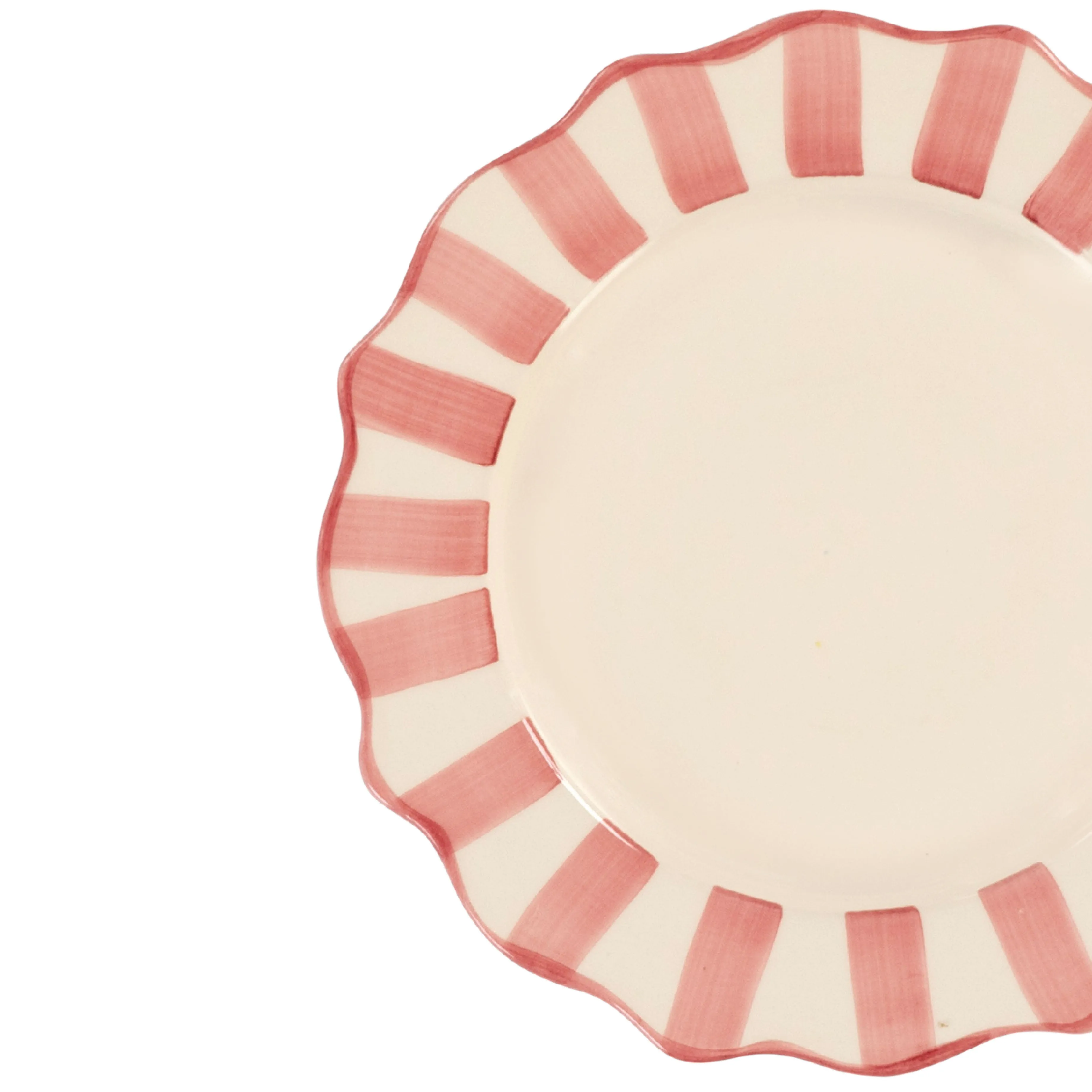 Scalloped Edge Dinner Plate | Pink & White