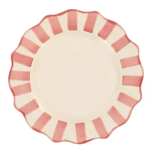 Scalloped Edge Dinner Plate | Pink & White