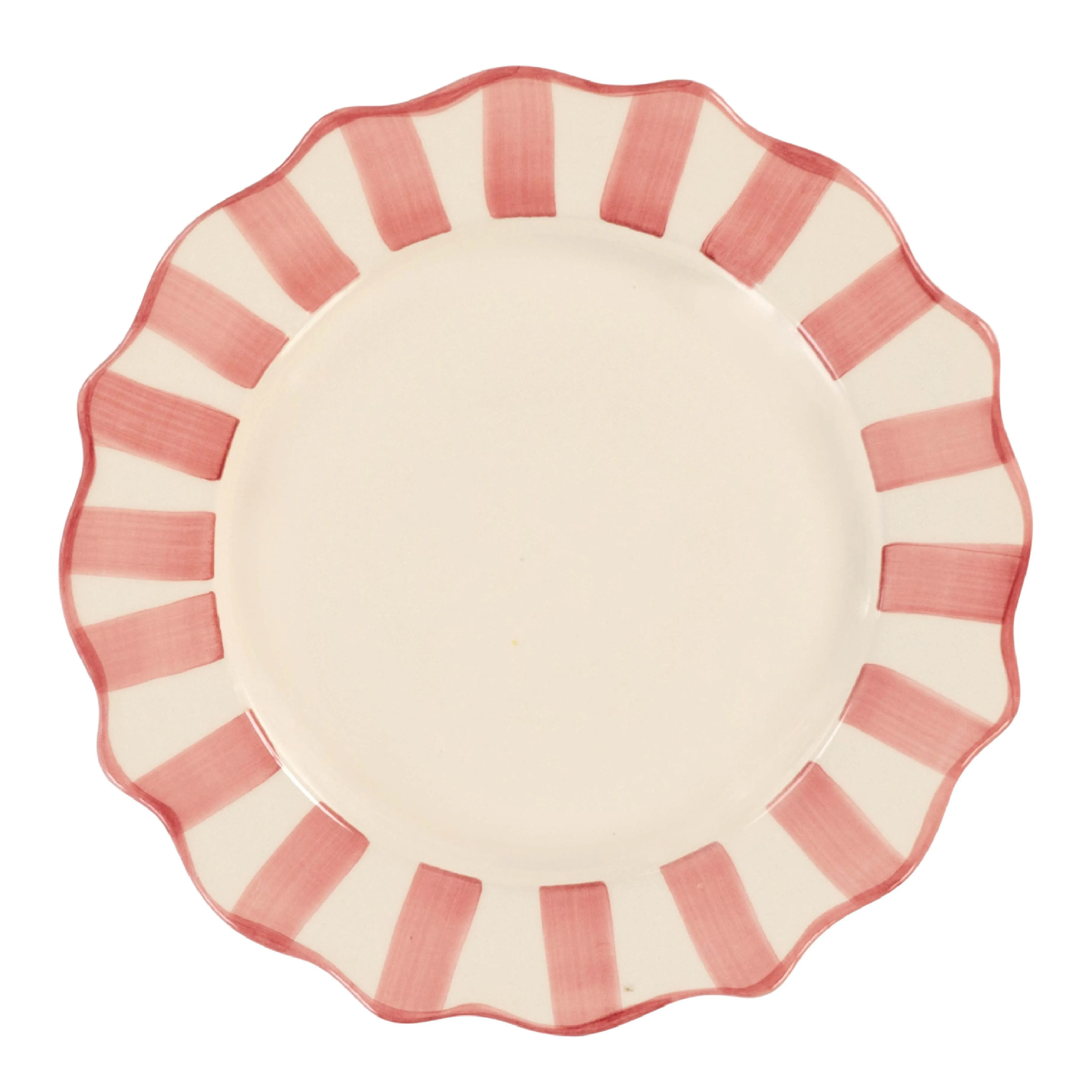 Scalloped Edge Dinner Plate | Pink & White