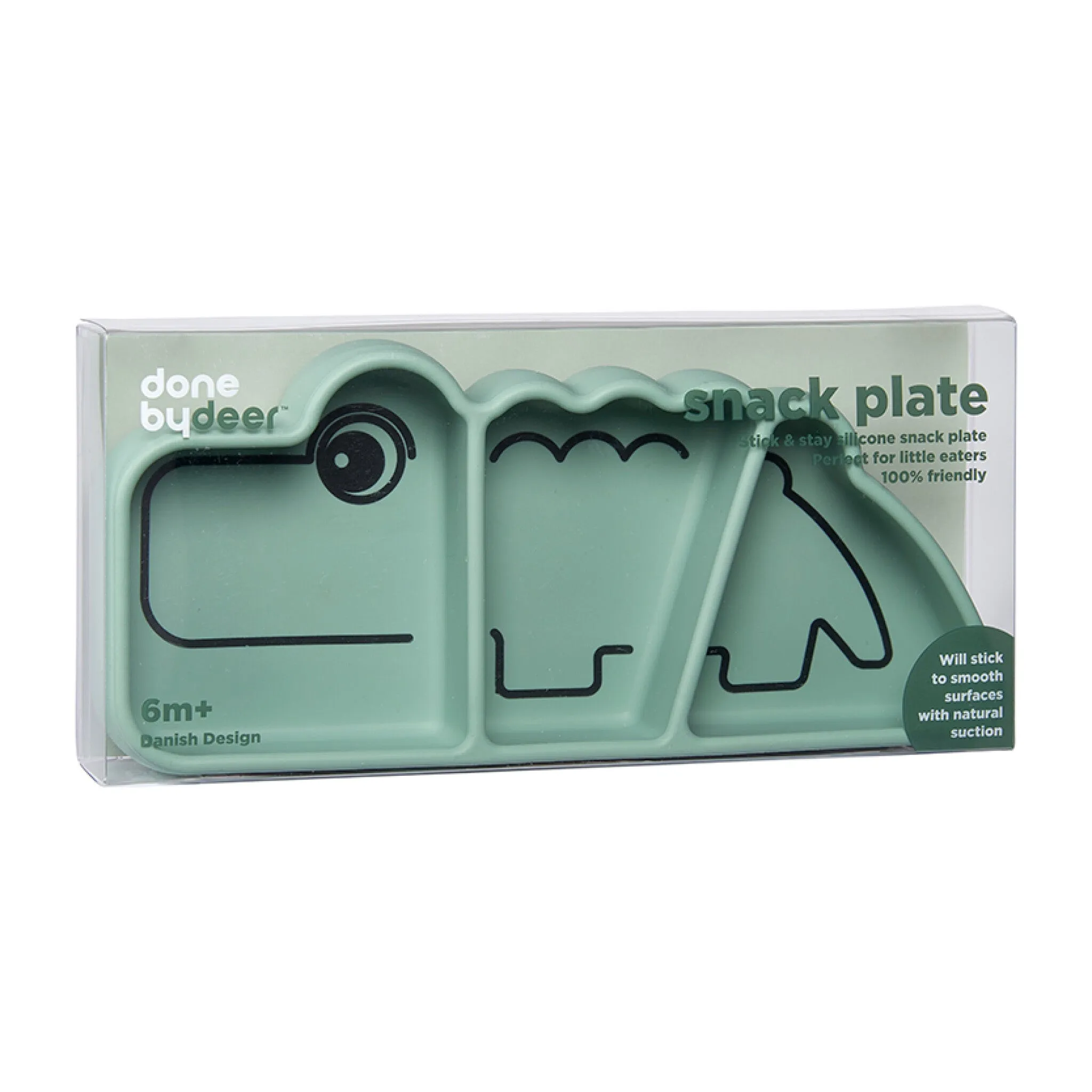 Silicone Stick & Stay Snack Plate | Croco Green