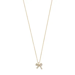 Stina Bow Pendant Necklace | Gold Plated with Cubic Zirconia