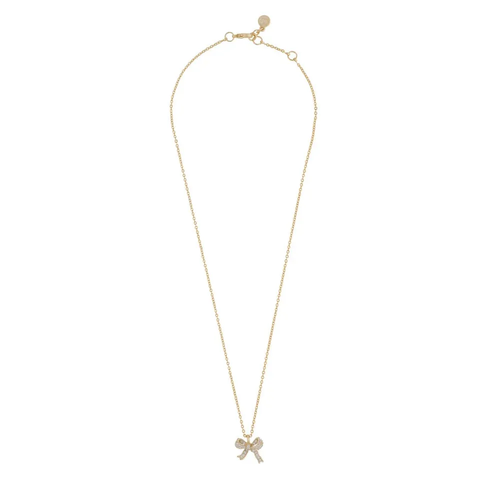 Stina Bow Pendant Necklace | Gold Plated with Cubic Zirconia