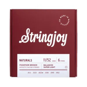Stringjoy Naturals Phosphor Bronze Acoustic Guitar Strings - Super Light Gauge (.011 - .052)