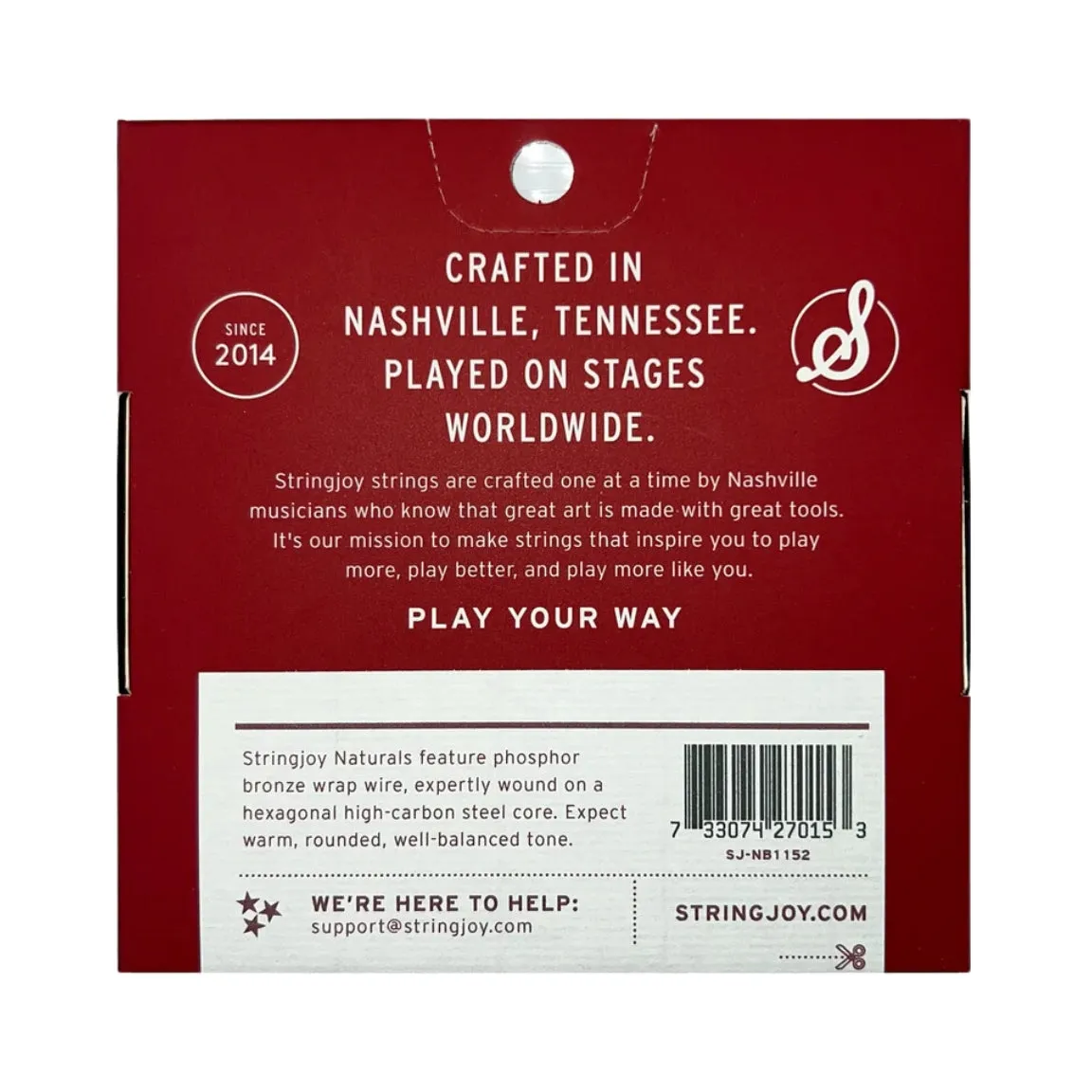 Stringjoy Naturals Phosphor Bronze Acoustic Guitar Strings - Super Light Gauge (.011 - .052)
