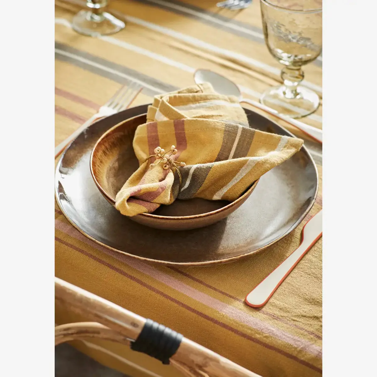 Striped Tablecloth - Mustard