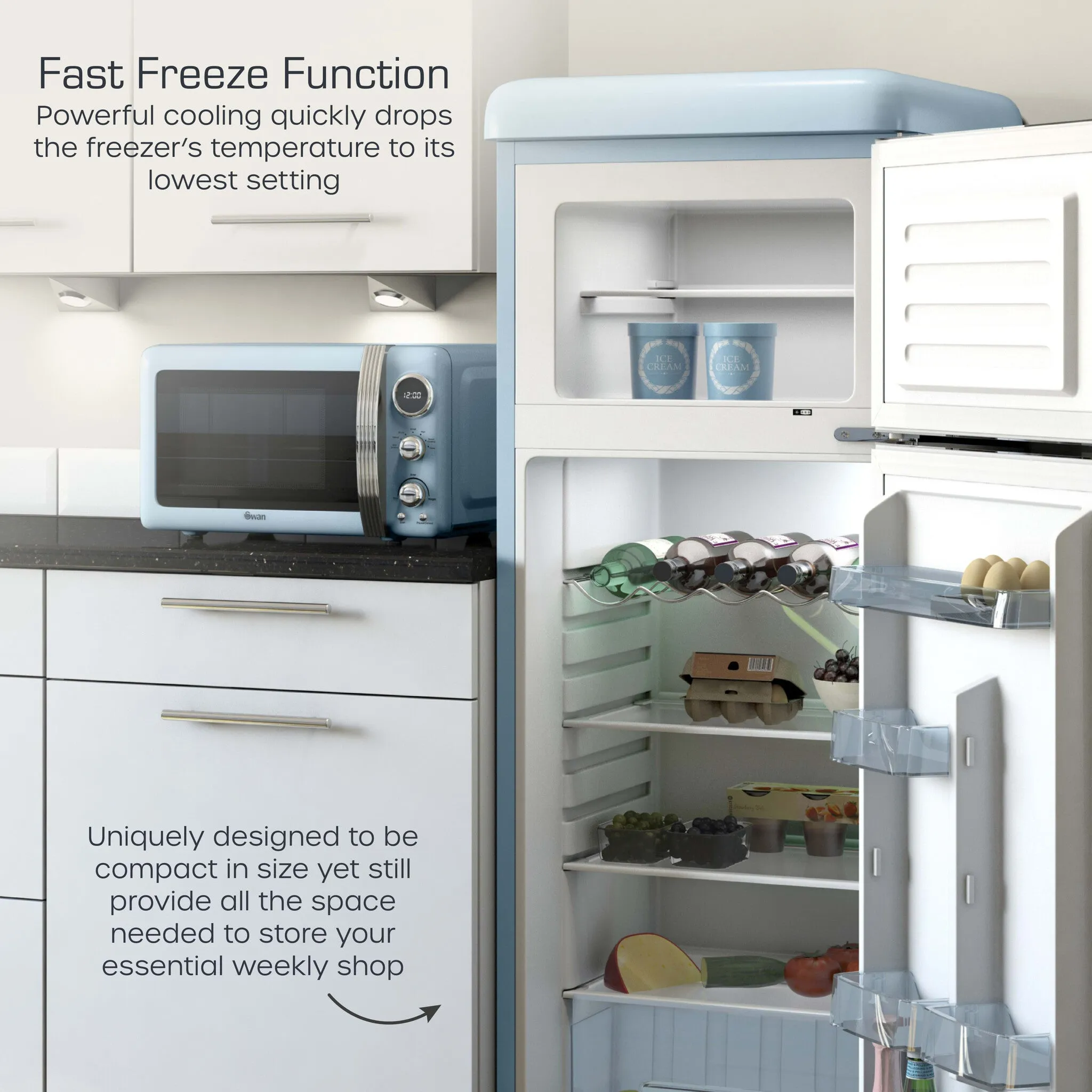 Swan SR11010BLNE fridge-freezer Freestanding 168 L E Blue
