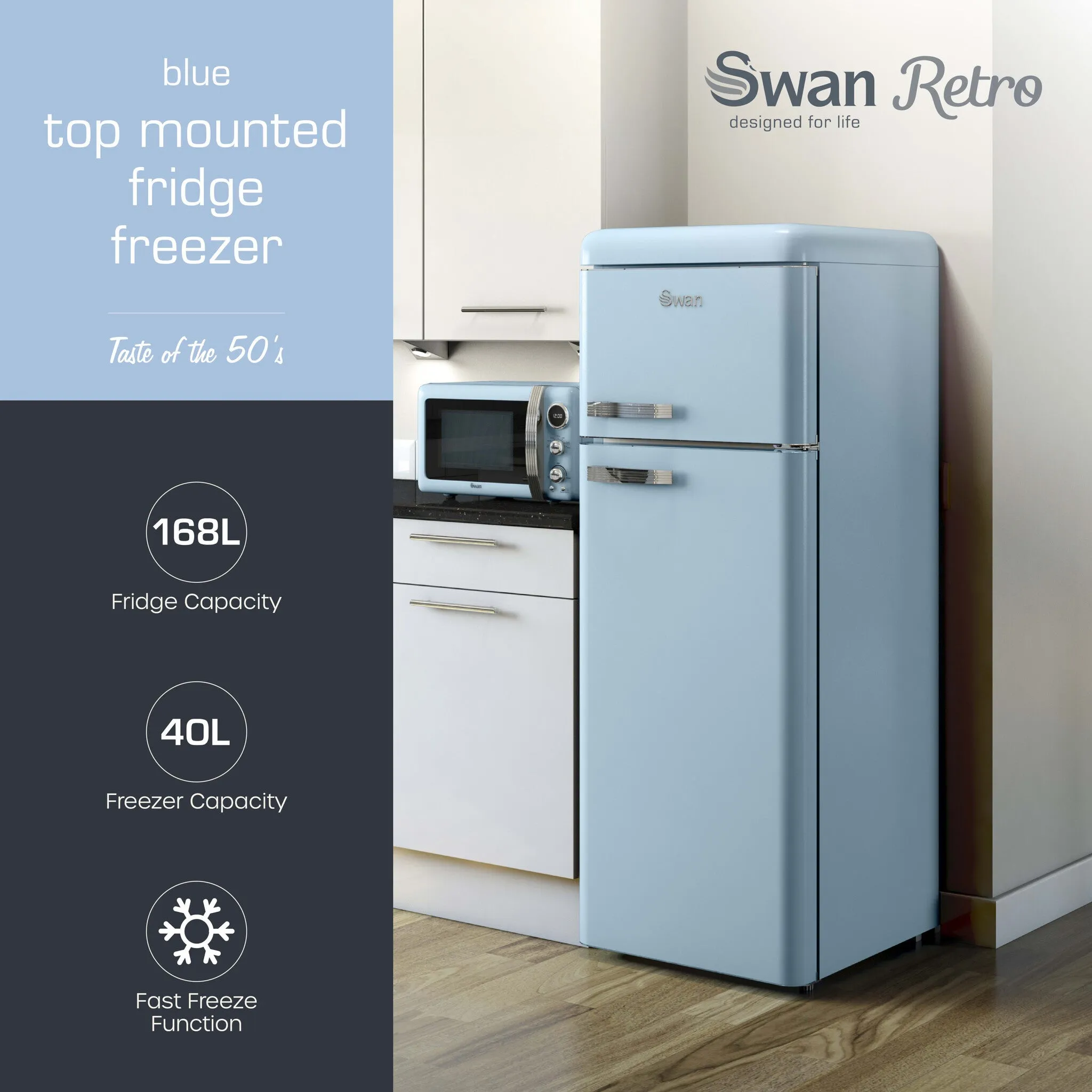 Swan SR11010BLNE fridge-freezer Freestanding 168 L E Blue