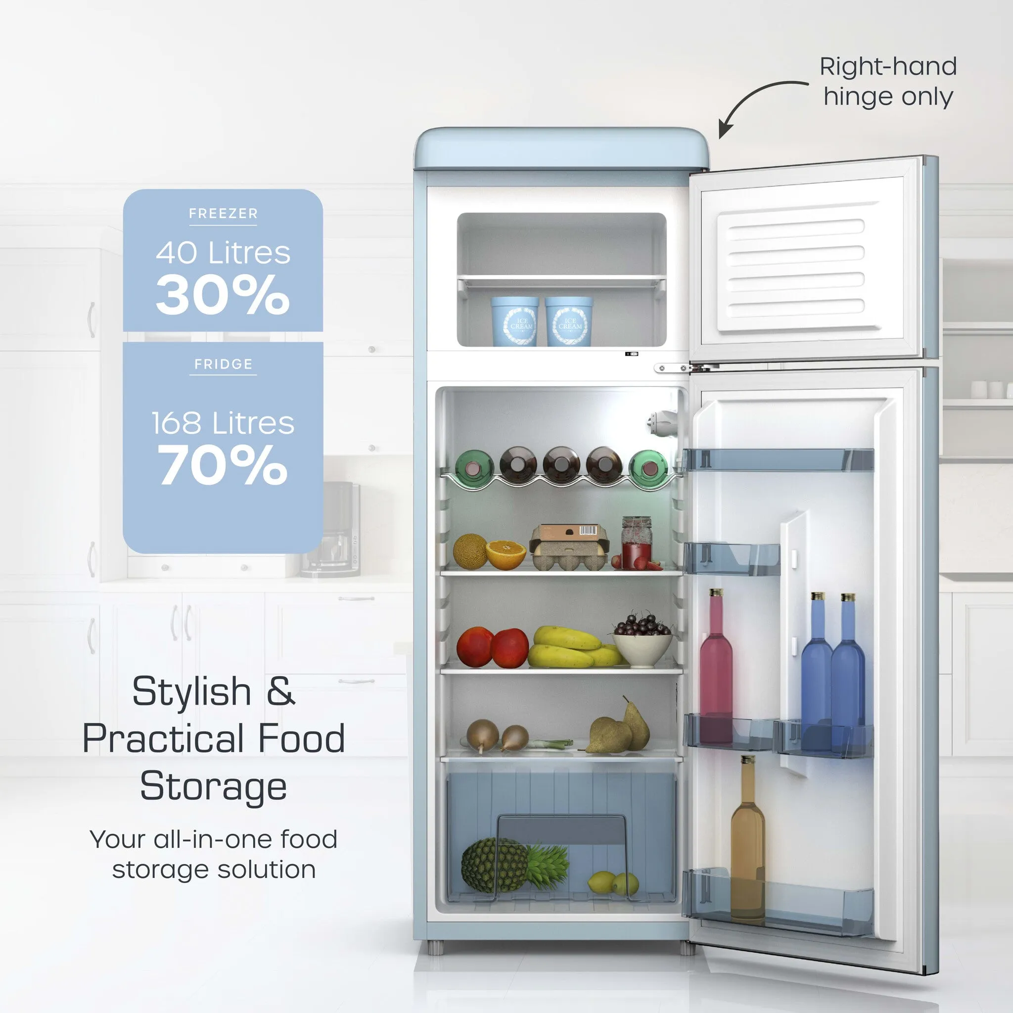 Swan SR11010BLNE fridge-freezer Freestanding 168 L E Blue
