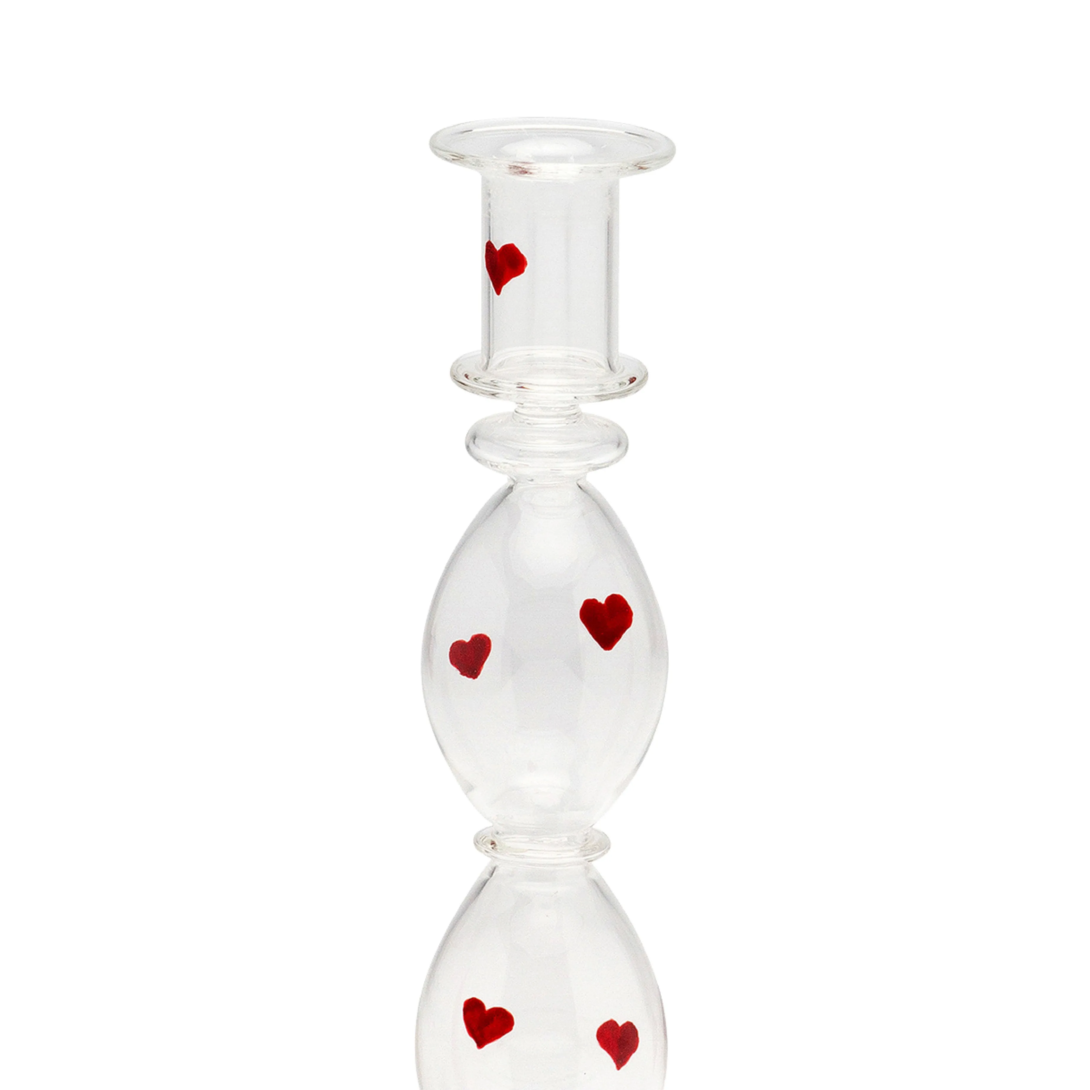 Sweet Sorrow Heart Taper Candle Holder | Glass | 23cm