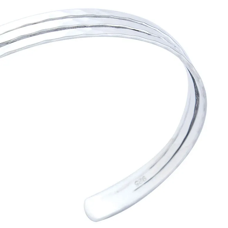 Sylvie Hammered Cuff Bangle | Sterling Silver