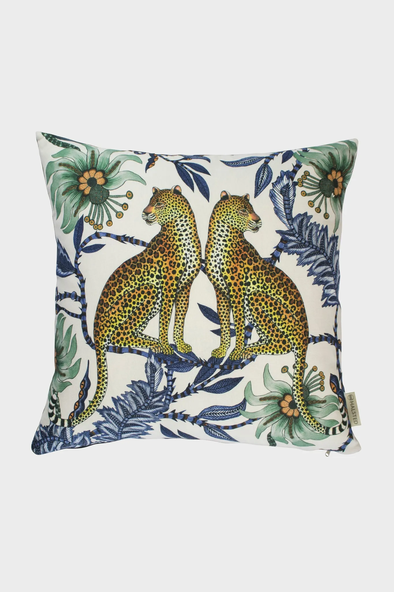 Tanzanite Lovebird Leopards Cotton Pillow Cover