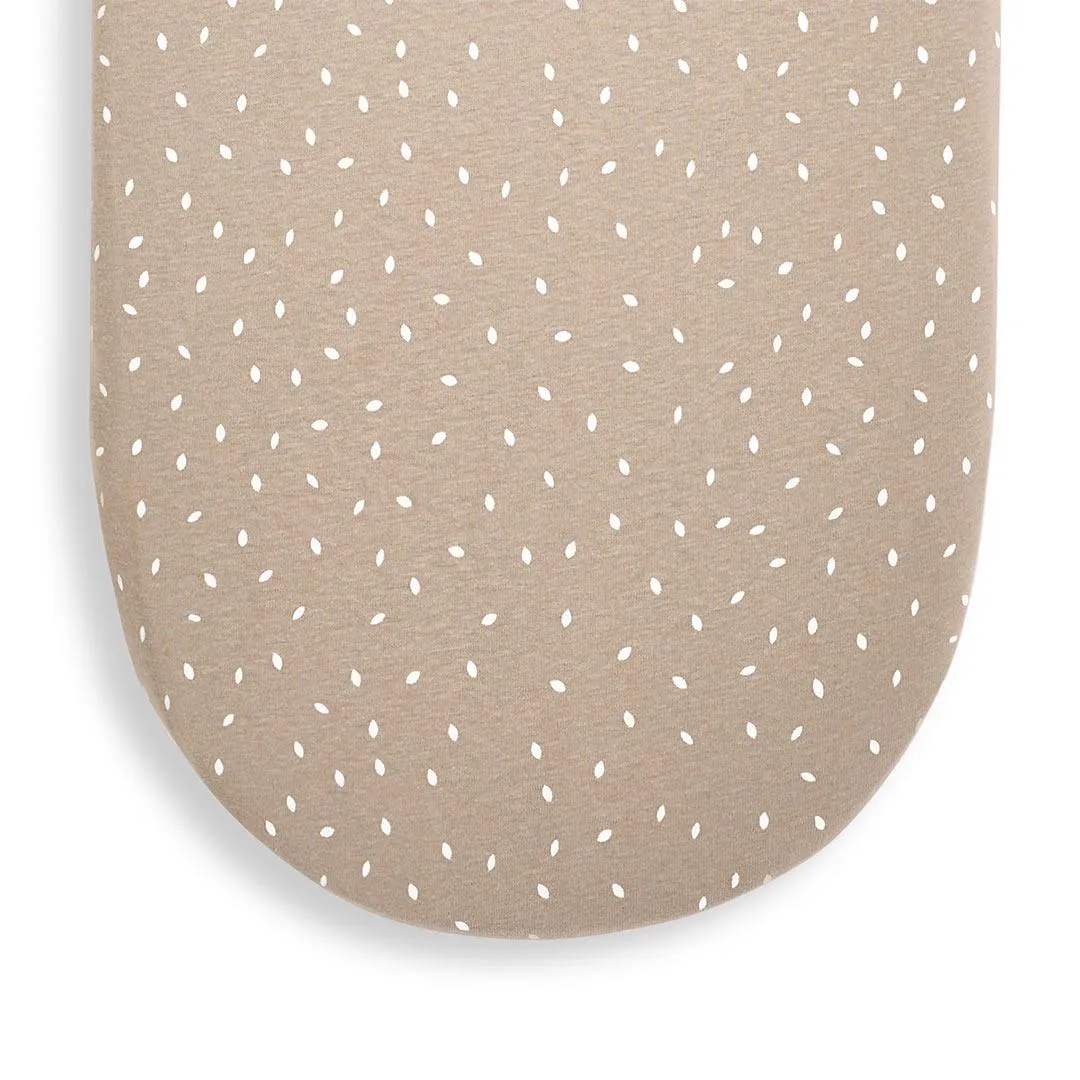 The Little Green Sheep Organic Moses Basket Fitted Sheet - Truffle Rice Print