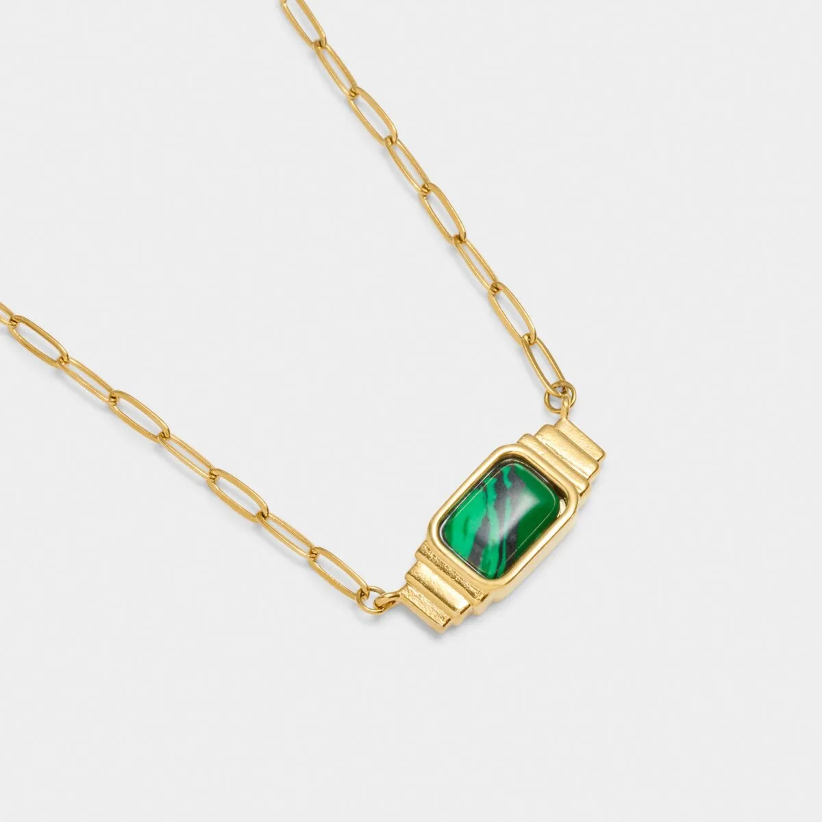 Waterproof 'Good Energy' Malachite Necklace | Gold Plated