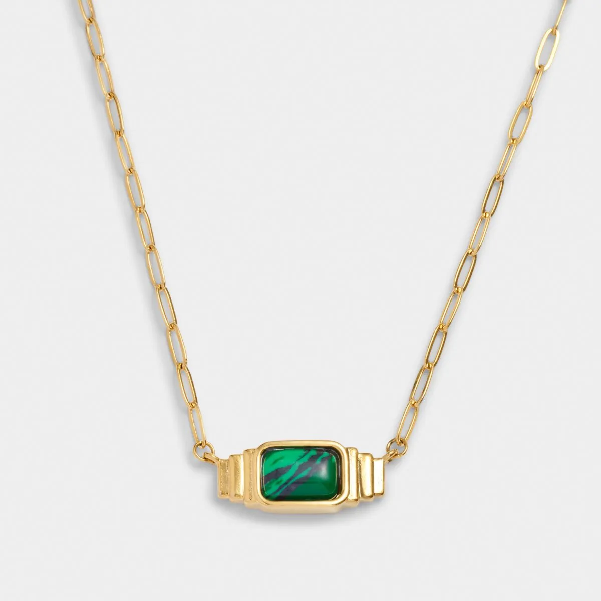 Waterproof 'Good Energy' Malachite Necklace | Gold Plated
