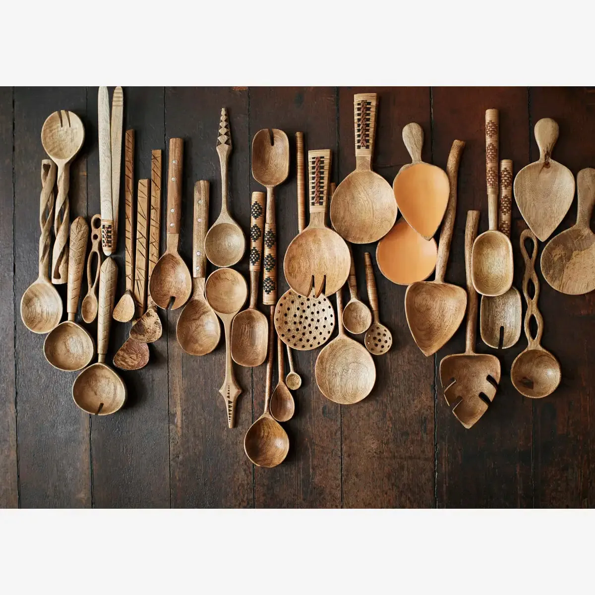 Wooden Serving Set with Cane