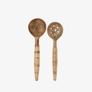 Wooden Spoons with Rattan
