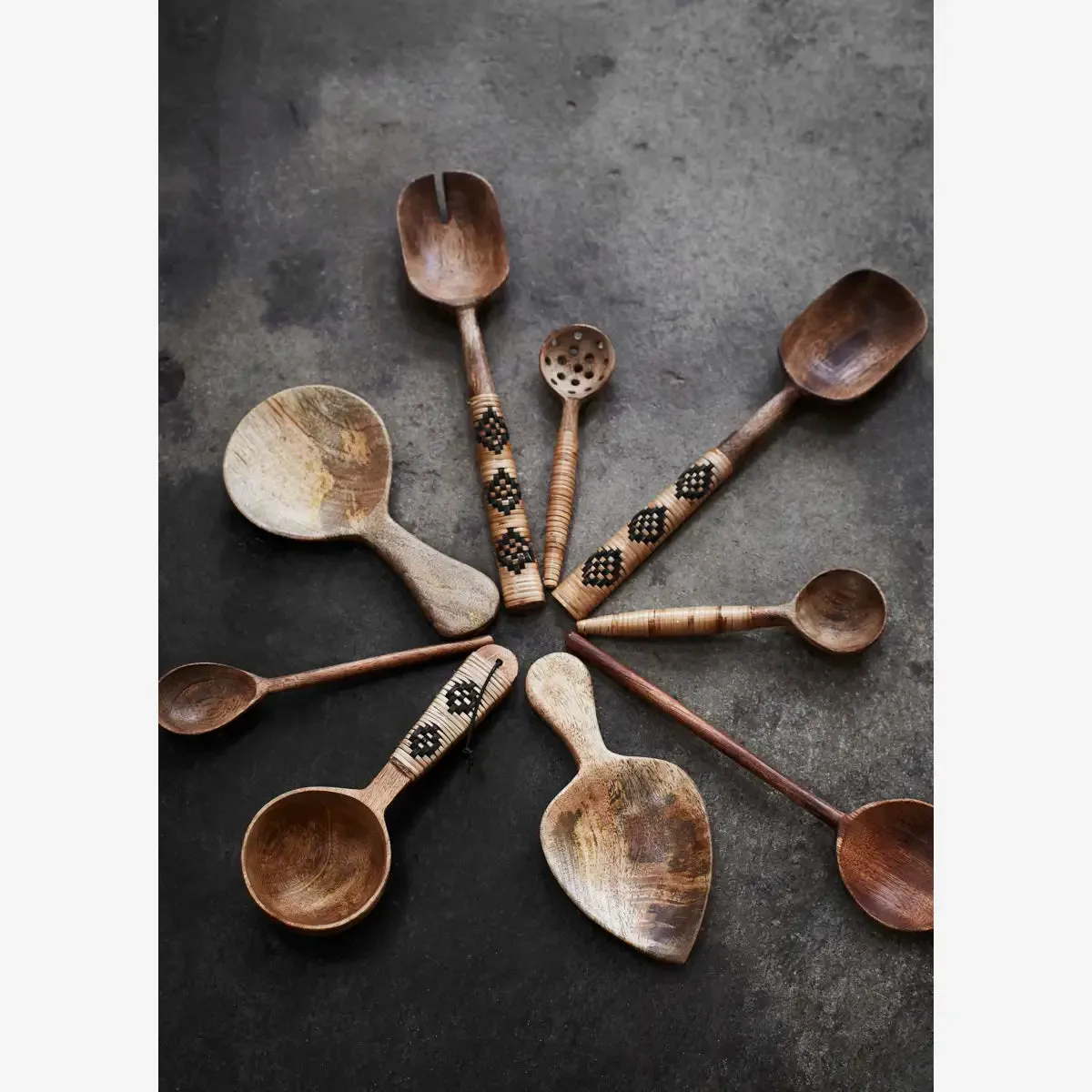Wooden Spoons with Rattan